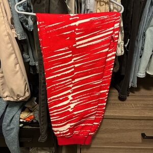Red and White Puma and Ferrari Striped joggers